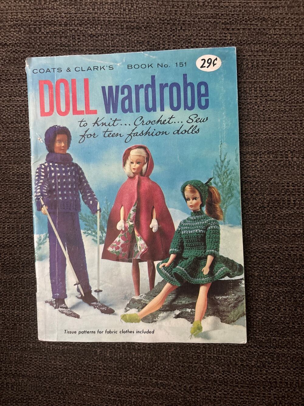 1966 Booklet "The Doll Book" by "Coats & Clark" Sew, Knit & Crochet Book 151